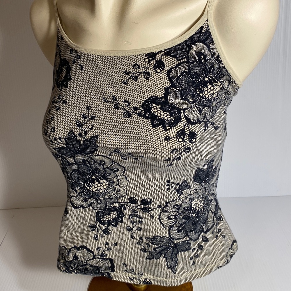 ❤️ 3/$20 Express shelf lined tank top adjustable straps lace print floral S - Picture 1 of 5